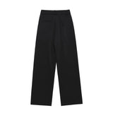 Men Sweatpants Solid Color Pleated Casual Suit Pants Loose Straight Trousers