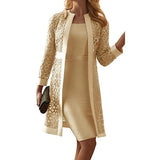 Women Trench Coat Lace Cardigan Dress and Coat