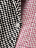 Women Suits Autumn Leisure Double Breasted Houndstooth Color Block Blazer