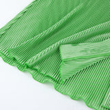 Women Dress Green V-neck Spring Lace-up Dress Short Skirt