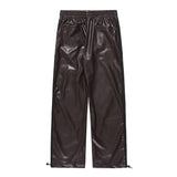 Men Sweatpants PU Leather Pants Men's Loose Waterproof Windproof Locomotive Style Cycling Trousers