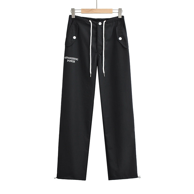 Women Sweatpants Autumn and Winter Embroidery Drawstring Cargo Suit Pants Pocket Casual Pants