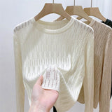 Women Knitwear Autumn and Winter round Neck Sweater Slim Knit Bottoming Shirt