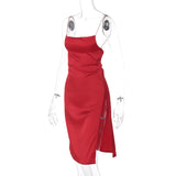 Women Dresses Summer Sexy Backless Slim Fit Split Sling Dress