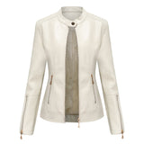Red Leather Jacket PU Leather Short Coat Stand Collar Jacket