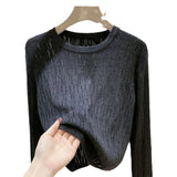 Women Knitwear Autumn and Winter round Neck Sweater Slim Knit Bottoming Shirt