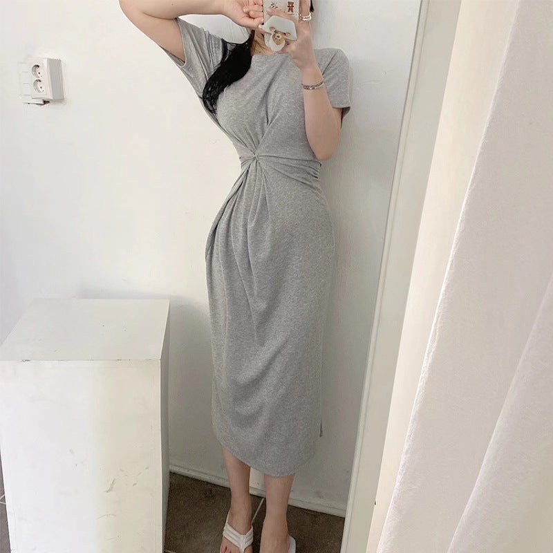Women Dresses Short Sleeve round Neck Slim Fit Long Dress Loose Dress