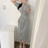 Women Dresses Short Sleeve round Neck Slim Fit Long Dress Loose Dress