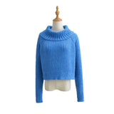 Women Sweater Knitwear Turtleneck Sweater Women's Autumn Striped Short Style Knitwear Women's Coat