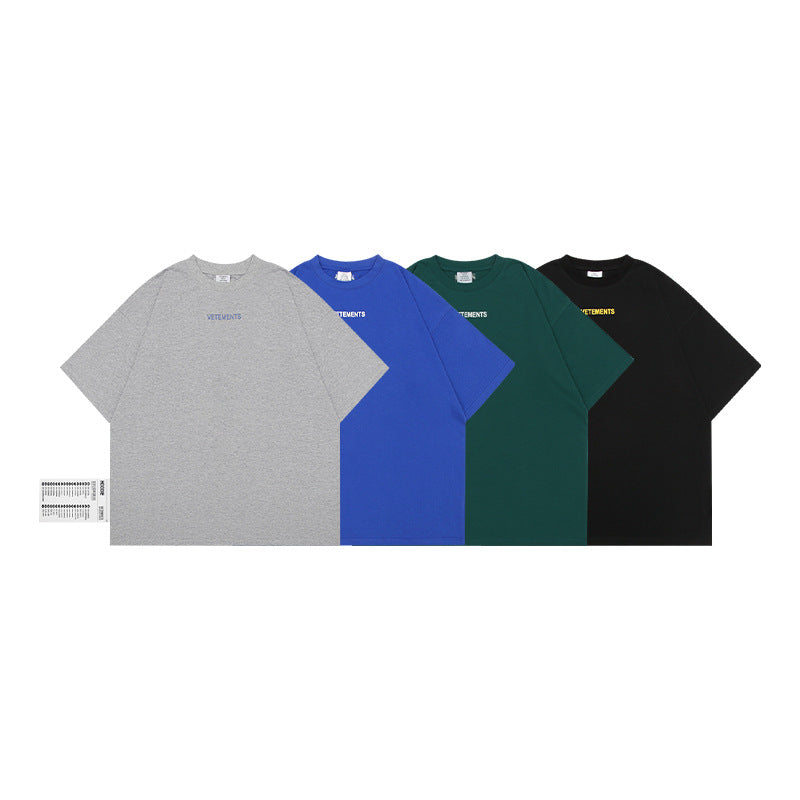 Vetements T Shirts 2022ss VTM Embroidered Washing Label Letter Printed Loose Short Sleeve T-shirt