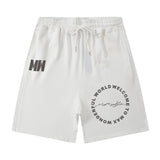 Men Shorts Hiphop Vintage Flame Print Sports Shorts