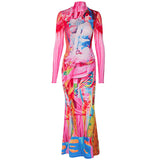 Women Dresses Spring Long Sleeve Stand Collar Dress