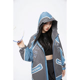 Unisex Jacket Retro Patchwork Contrast Color Sports Jacket