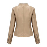 Red Leather Jacket Motorcycle Clothing Leather Coat Short Women's Jacket
