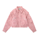 Women Jacket Pu Leather Coat Loose Zip Pocket Motorcycle Jacket