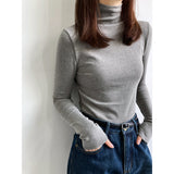 Women T Shirt Turtleneck Bottoming Shirt Women Autumn and Winter Warm T-shirt