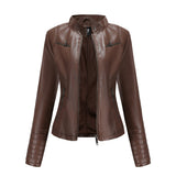 Red Leather Jacket Motorcycle Clothing Leather Coat Short Women's Jacket