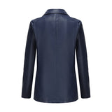 Red Leather Jacket Long-Sleeved Coat Women's Single Button Casual Solid Color Leather Coat