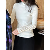 Women T Shirt Turtleneck Bottoming Shirt Women Slim Fit Long-Sleeved T-shirt