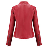 Red Leather Jacket Motorcycle Clothing Leather Coat Short Women's Jacket