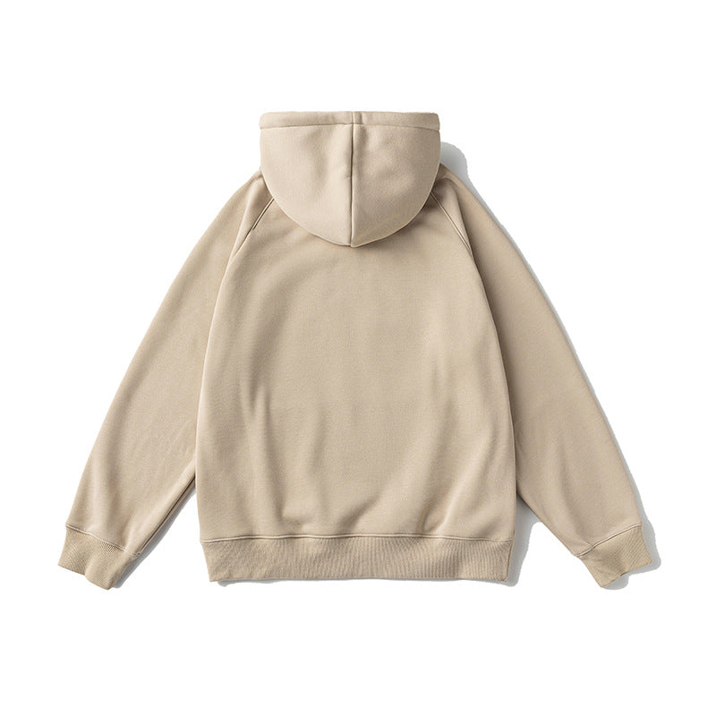Unisex Winter Cotton Coat Nanxia Qiaozhuang 2023 Winter New Solid Color Chest Letter Embroidered Hoodie Vintage Fleece-Lined Top