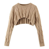 Women Sweater Knitwear Short Knitwear Women Fall/Winter Slim round Neck Twist Knitted Pullover Sweater