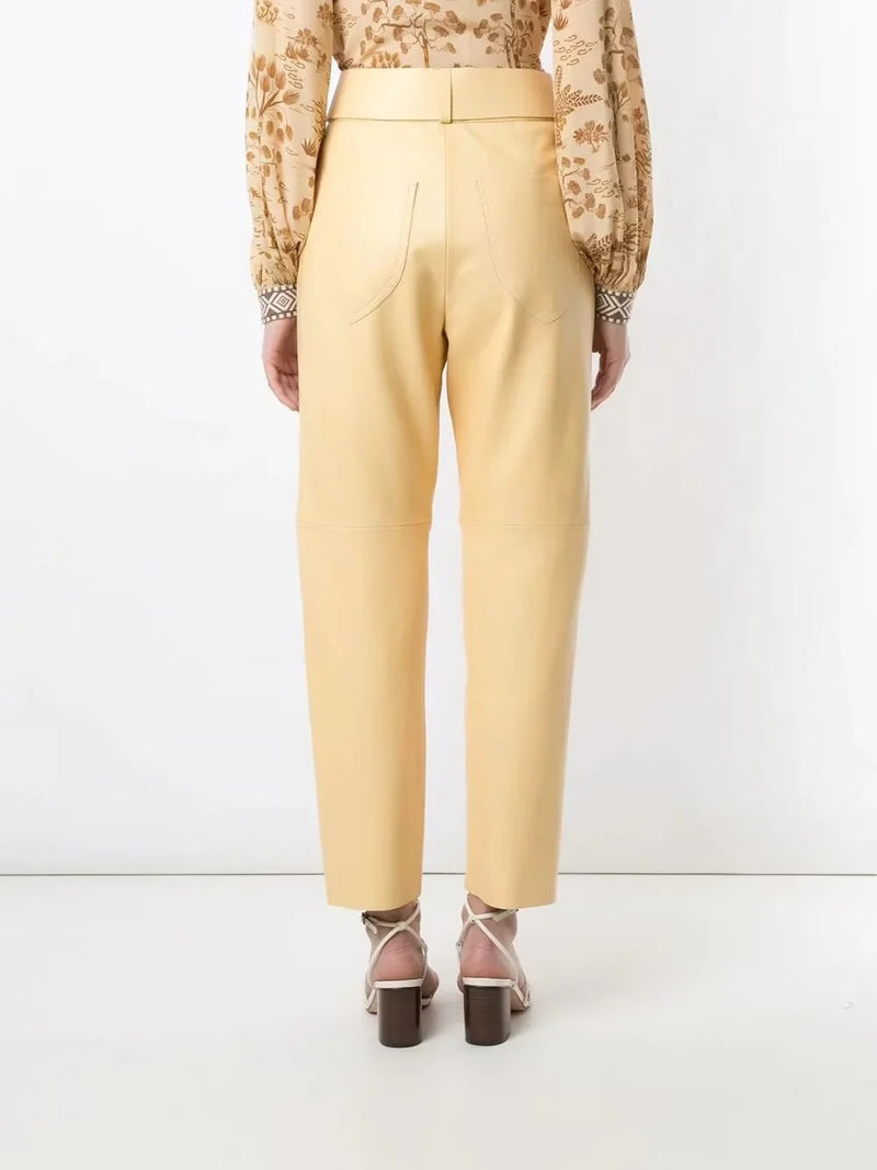 Women Sweatpants PU Leather Suit Pants Straight-Leg Trousers