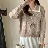 Women Knitwear Autumn and Winter Diamond Lattice Knitwear Sweater