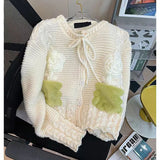 Women Knitwear Autumn and Winter Flower Sweater Coat Knitted Cardigan