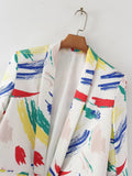 Women Suits Autumn and Winter Long Sleeve Printed Small Suit Jacket Coat