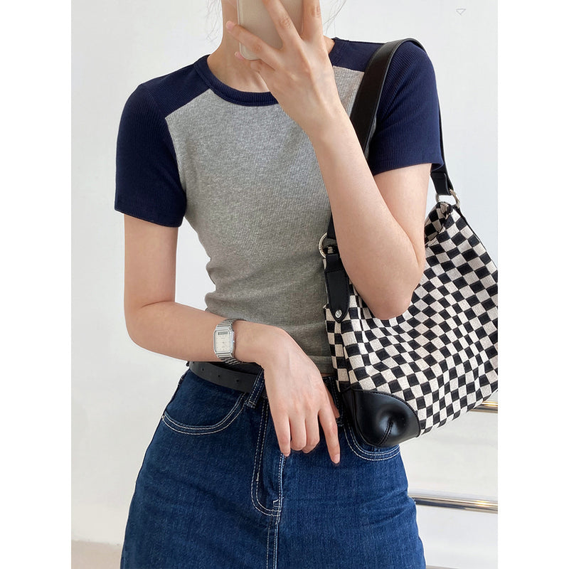 Women T Shirt Knitted Short-Sleeved T-shirt Women's Short Summer round Neck Slim Fit