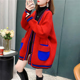 Women Knitwear Autumn and Winter V-neck Sweater Loose Sweater Coat