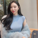 Women Dresses Summer Turtleneck Sleeveless Dress Slit Slim-Fitting Hip Skirt