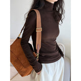 Women T Shirt Turtleneck Bottoming Shirt Women Slim Fit Long-Sleeved T-shirt