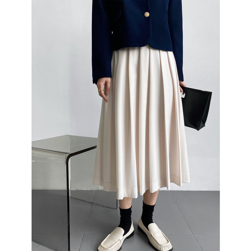 Women Skirt A- Line Organ Skirt Mid-Length Pleated Skirt