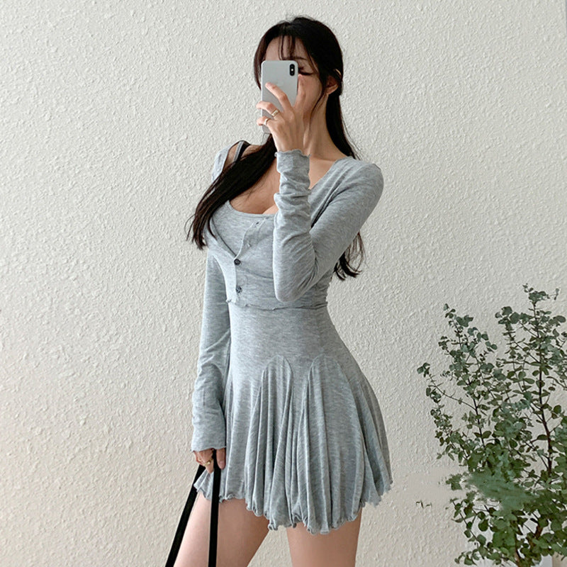 Women Dresses Sexy Stretch Slim Strap Dress Cardigan