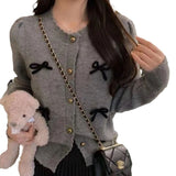 Women Knitted Cardigan round Neck Top
