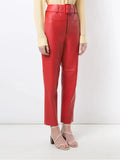 Women Sweatpants PU Leather Suit Pants Straight-Leg Trousers