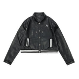 Women Jacket Locomotive Style PU Leather Coat Women's Casual Loose Button Coat