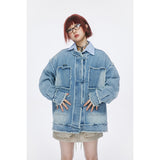 Unisex Jacket Vintage Wash Denim Coat Men's and Women's Loose Denim Jacket
