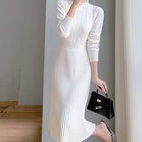 Women Knitwear Spring and Autumn round Neck Knitwear Dress