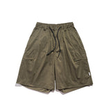 Men Shorts Retro Loose Straight Wide-Leg Pants Casual Multi-Pocket Workwear Shorts