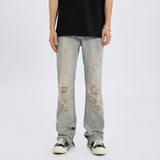 Men Jeans Ripped Jeans Men Baggy Straight Trousers