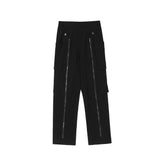 Men Sweatpants Multi-Pocket Zipper Overalls Baggy Straight Trousers Casual Trousers