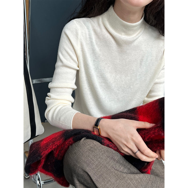 Women T Shirt Autumn and Winter Stand Collar Pullover Knitwear