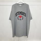 Vetements T Shirts VTM Werther Cute Cement Gray Letter OS Loose Short Sleeve T-shirt