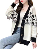 Women Knitwear Autumn and Winter Tassel Sweater Coat Loose Knitted Cardigan
