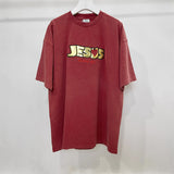 Vetements T Shirts VTM Werther Cute Cement Gray Letter OS Loose Short Sleeve T-shirt