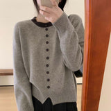 Women Knitwear Autumn and Winter Single-Breasted round Neck Sweater Sweater