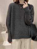 Women Knitted Pullover round Neck Pullover Sweater Loose Sweater